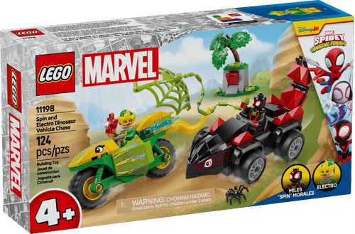 LEGO Spidey Spin y Electro: Duelo de Vehículos Dinosaurio 11198